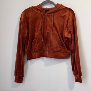Rust Brown cropped velour sweater
